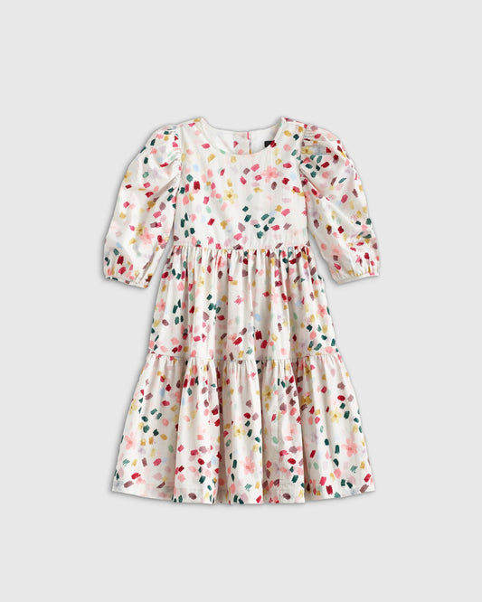 100% Cotton Poplin Puff Sleeve Dress