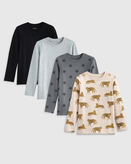100% Organic Cotton Jersey Long Sleeve Tee 4-Pack