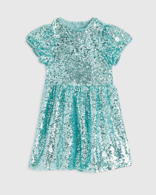 Sequin Flutter Sleeve Dress