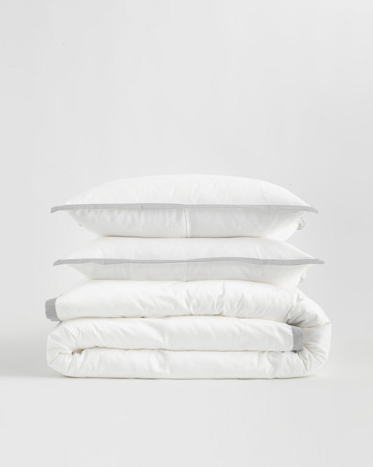 Classic Organic Percale Border Duvet Cover Set
