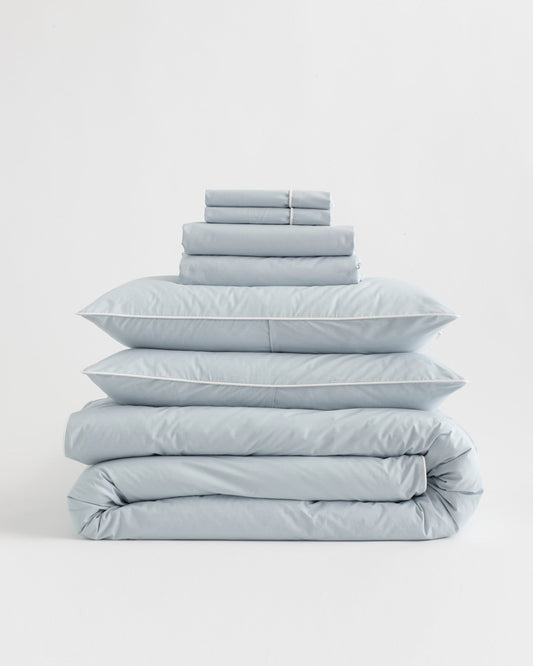 Classic Organic Percale Piped Deluxe Bedding Bundle