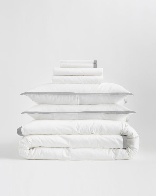 Classic Organic Percale Border Deluxe Bedding Bundle