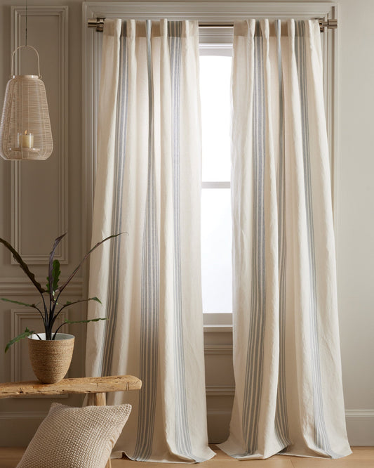 Coastal Stripe Linen Cotton Curtain