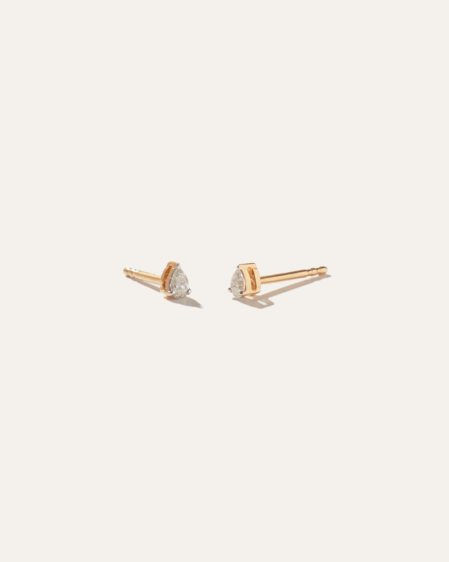 14K Gold Petite Pear Diamond Studs