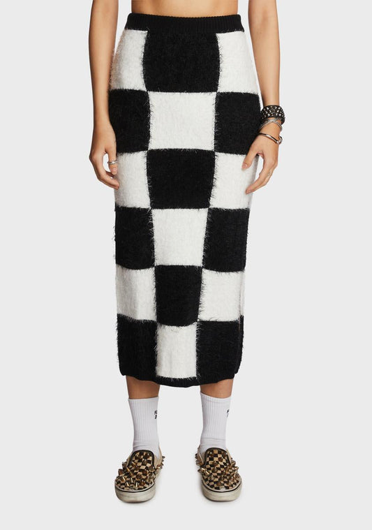 Proper Selfie Checkered Midi Skirt