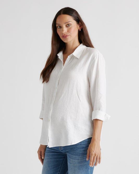 100% European Linen Maternity Long Sleeve Shirt