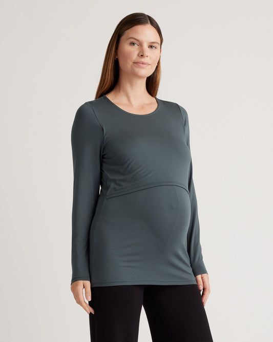 Tencel Jersey Maternity & Nursing Long Sleeve Relaxed Fit Tee 2-Pack