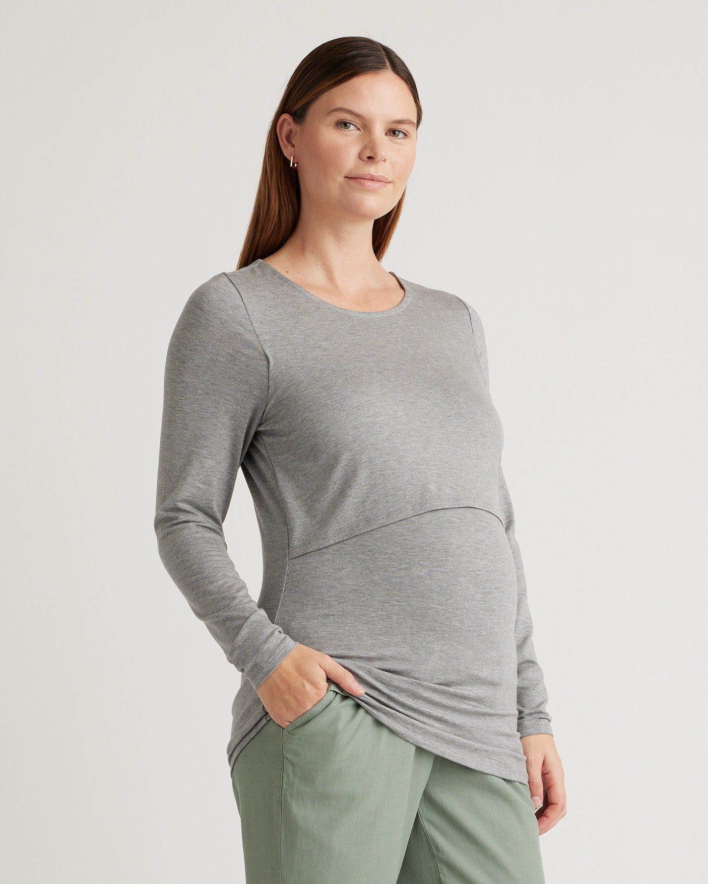Tencel Jersey Maternity & Nursing Long Sleeve Relaxed Fit Tee 2-Pack