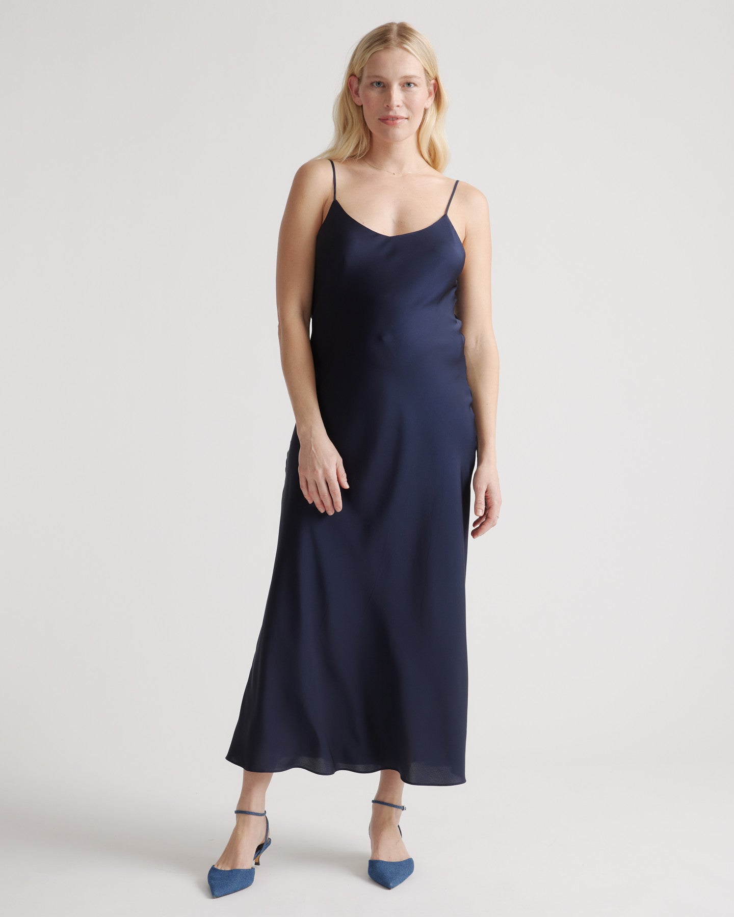 Washable Stretch Silk Maternity Slip Dress