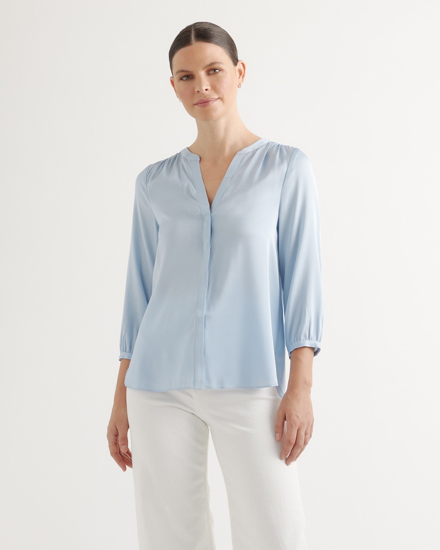 Washable Stretch Silk Pleat Back Blouse
