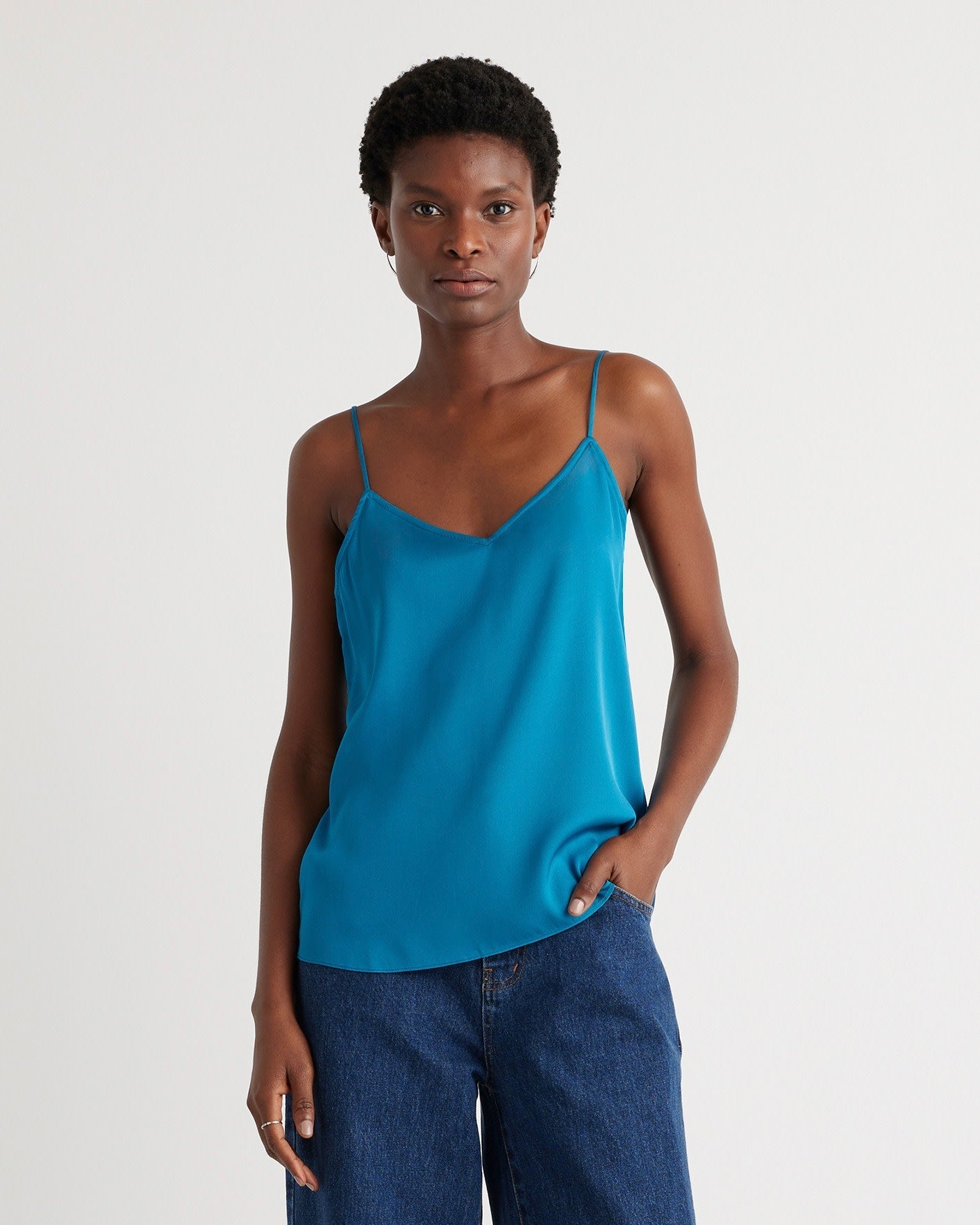 Washable Stretch Silk V-Neck Cami