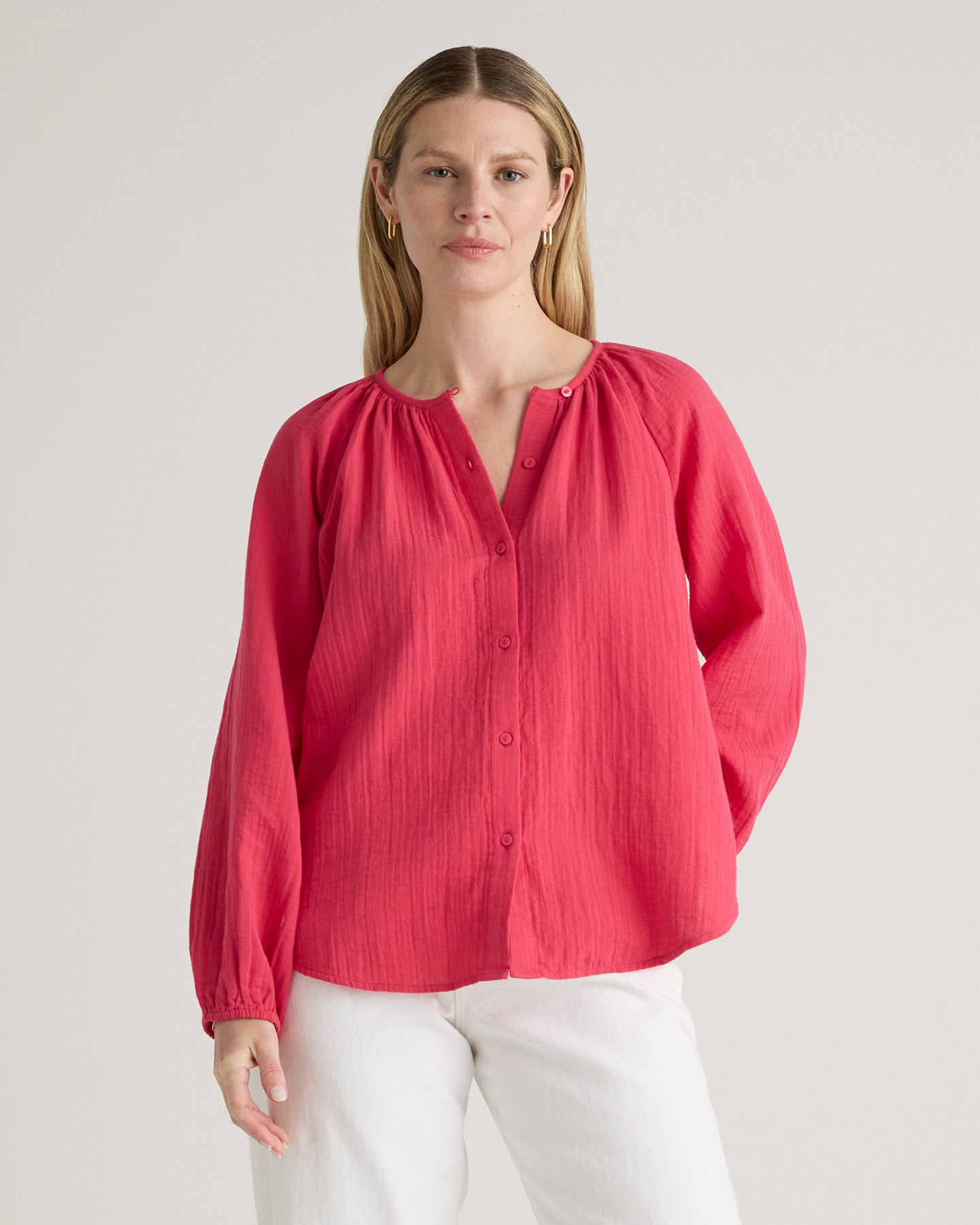 100% Organic Cotton Gauze Peasant Blouse