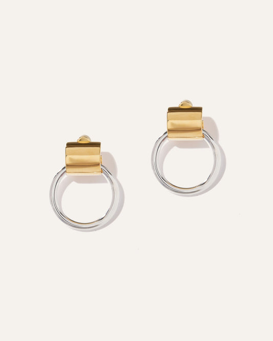 Bold Two Tone Door Knocker Earrings