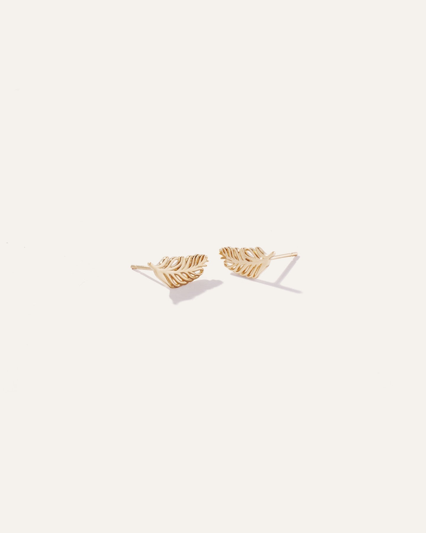 14K Gold Feather Studs