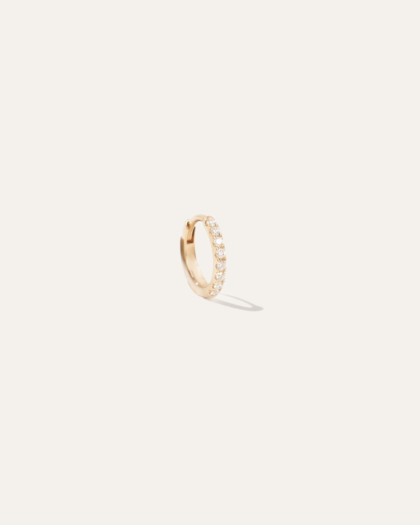 14K Gold Pavé Diamond Huggie Solo Hoop