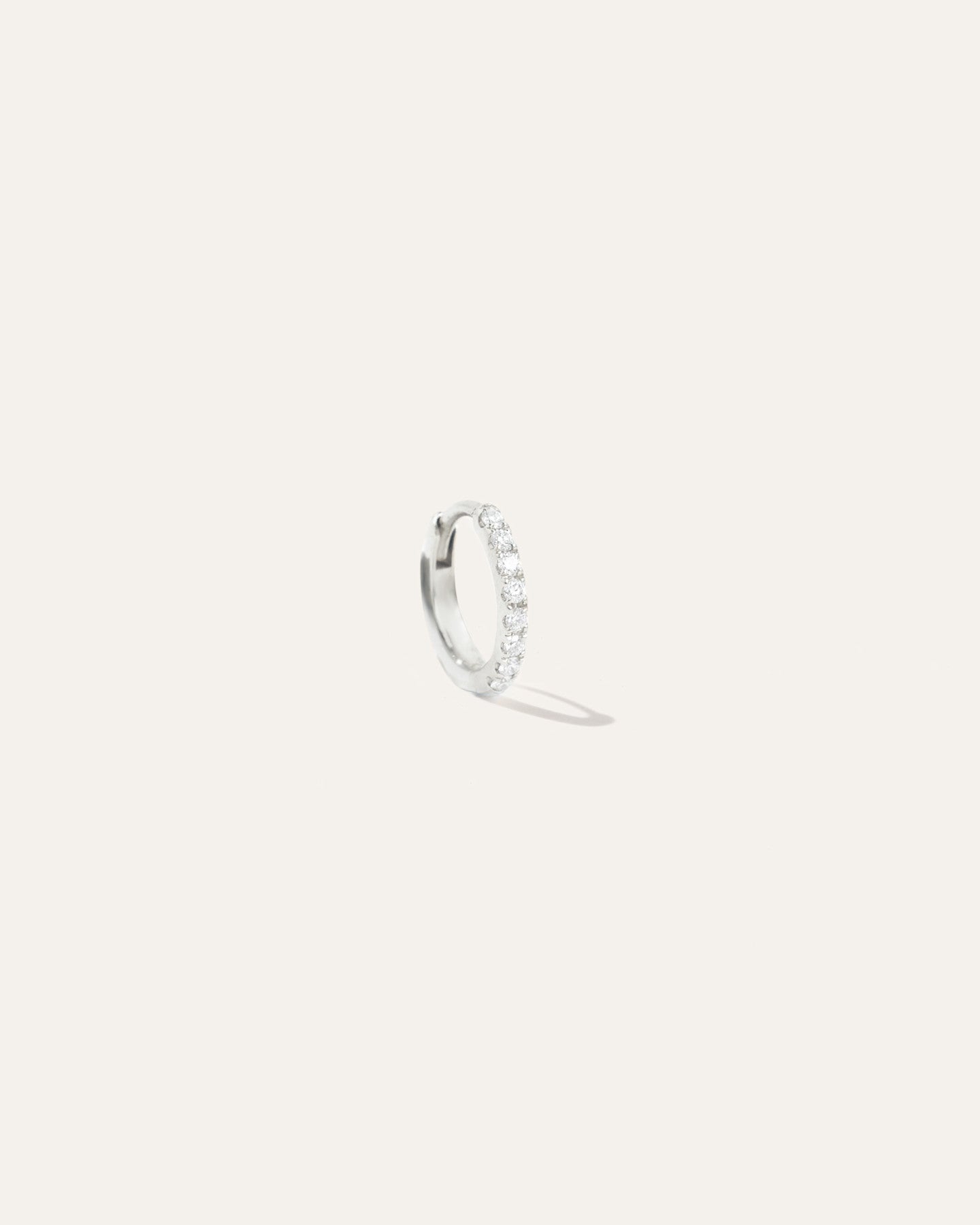 14K Gold Pavé Diamond Huggie Solo Hoop