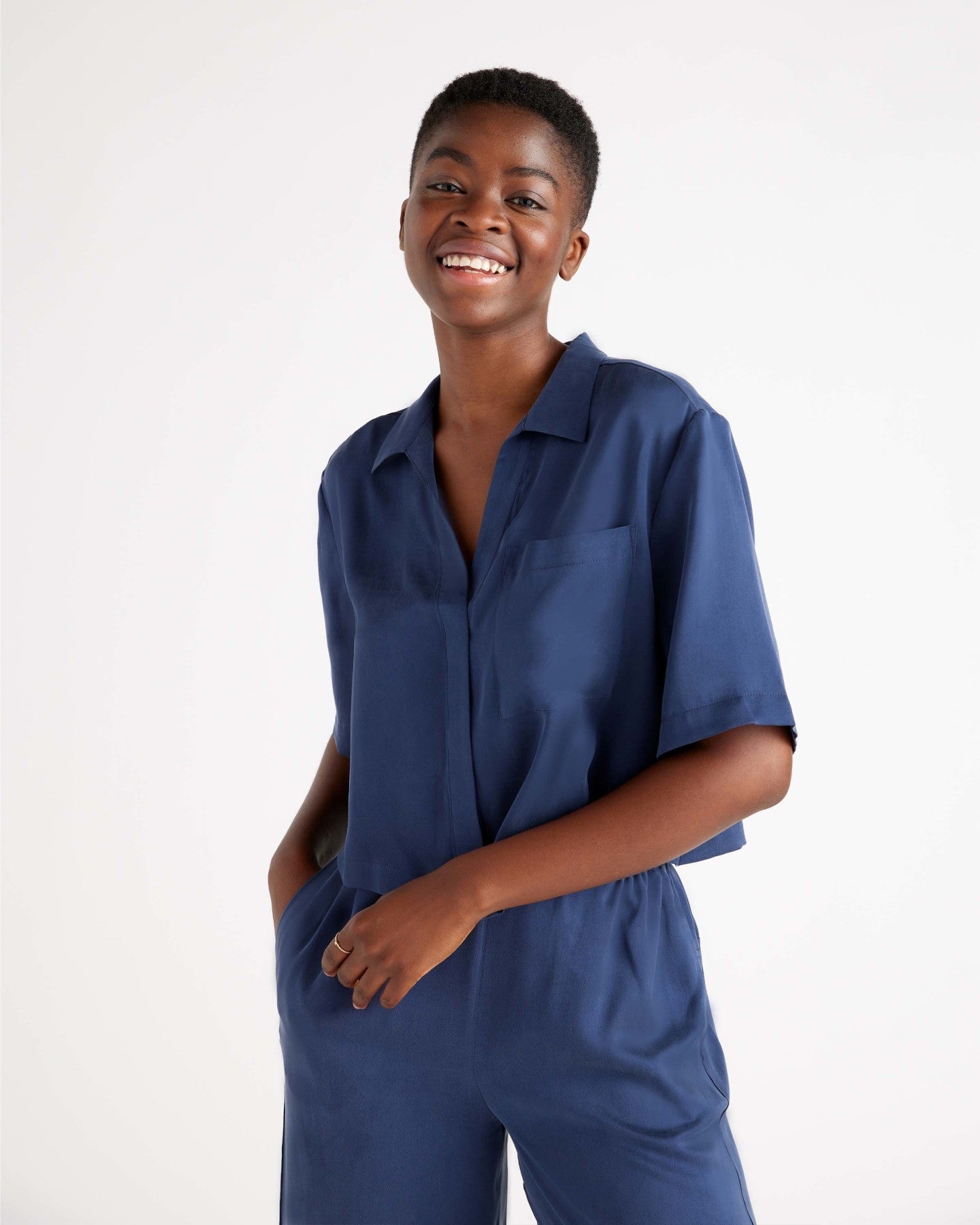 100% Washable Silk Pajama Button Up Top