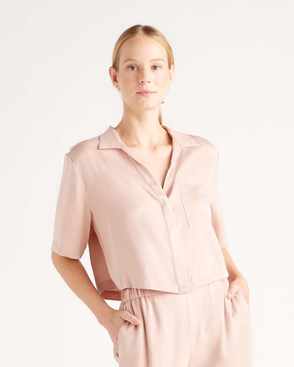 100% Washable Silk Pajama Button Up Top
