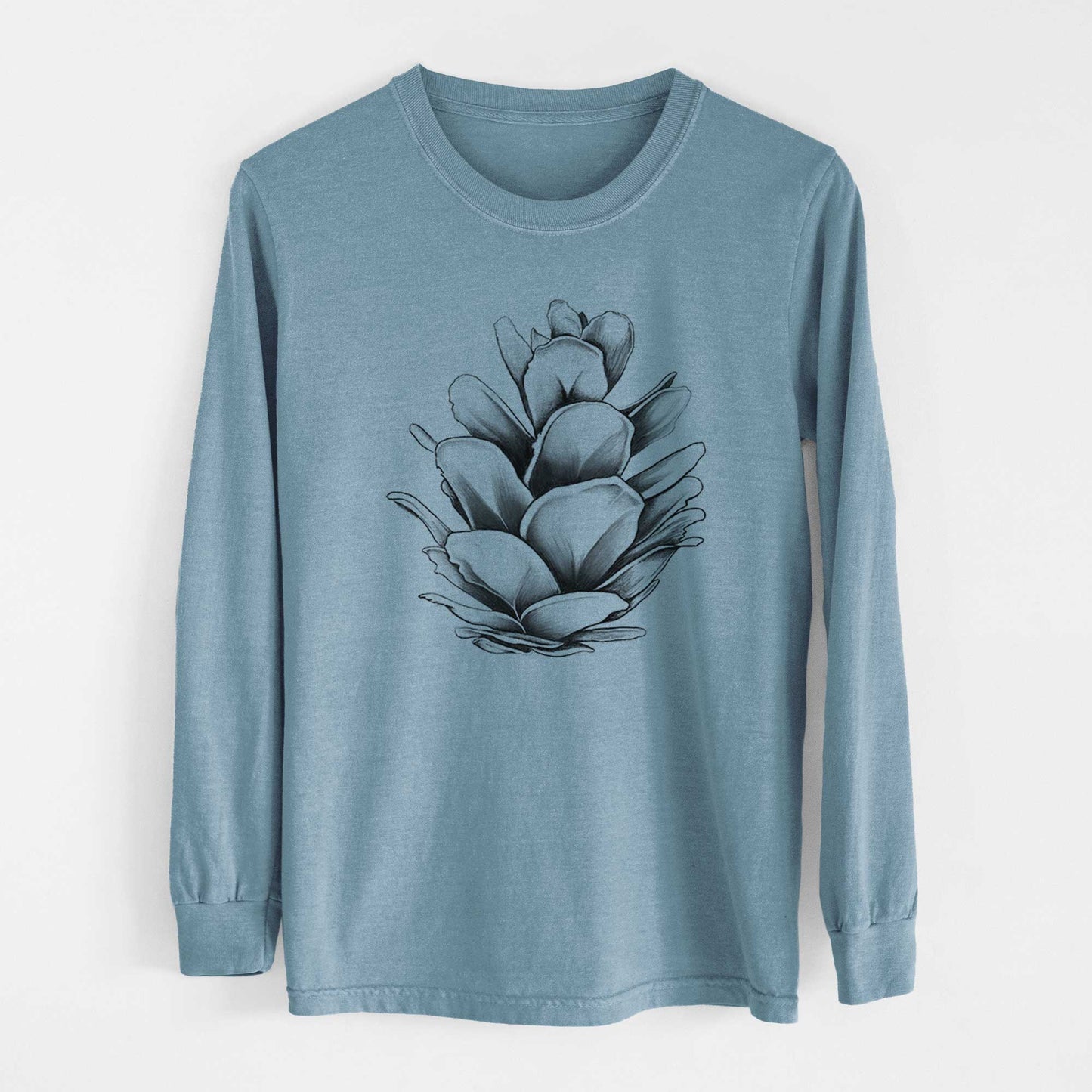 Tsuga heterophylla - Western Hemlock Pine Cone - Heavyweight 100% Cotton Long Sleeve