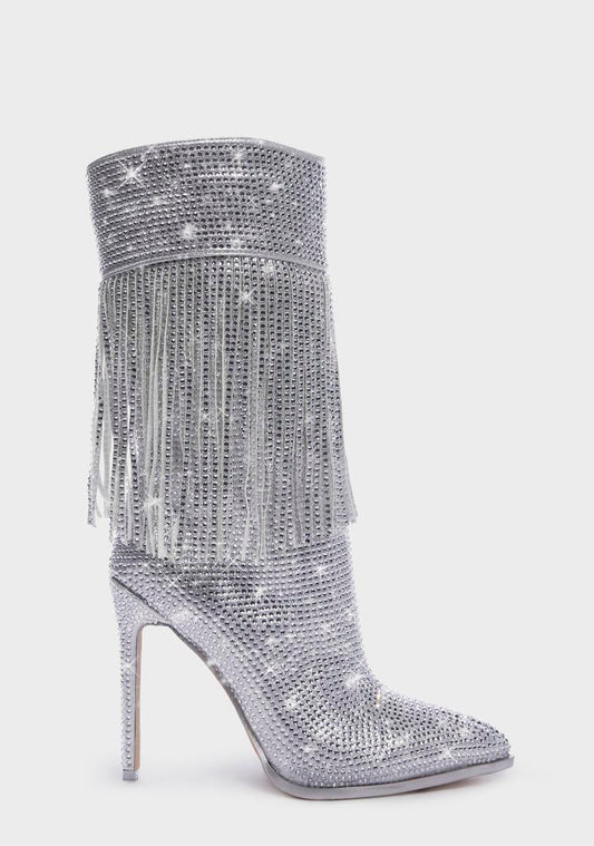 Almut Rhinestone Fringe Heeled Boots