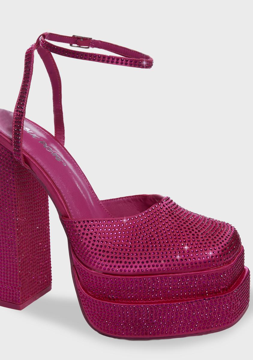 Wide Fit Pink Sparkly Moonchild Platform Heels