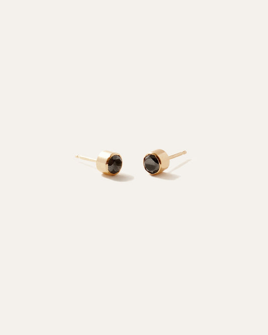 14K Gold Black Diamond Bezel Studs