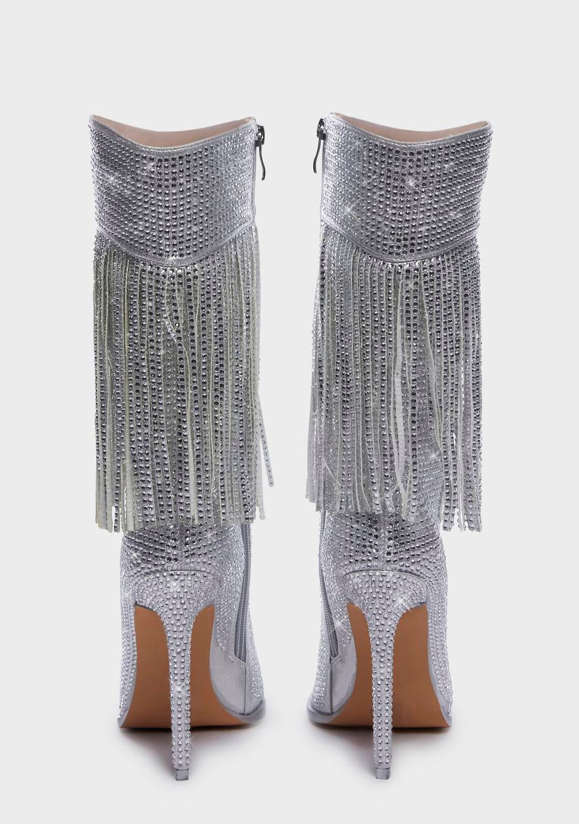 Almut Rhinestone Fringe Heeled Boots