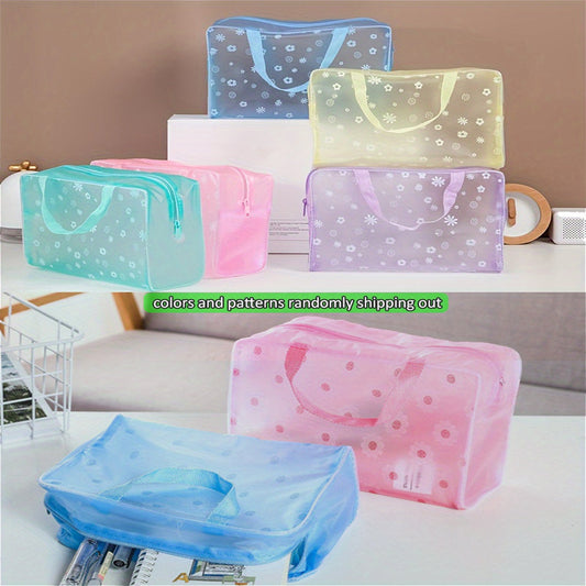 Simple Print Cosmetic Zipper Bag, Lightweight Makeup Organizer, Portable Travel Handbag