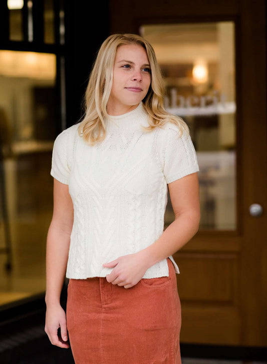 Cable Mock Neck Sweater