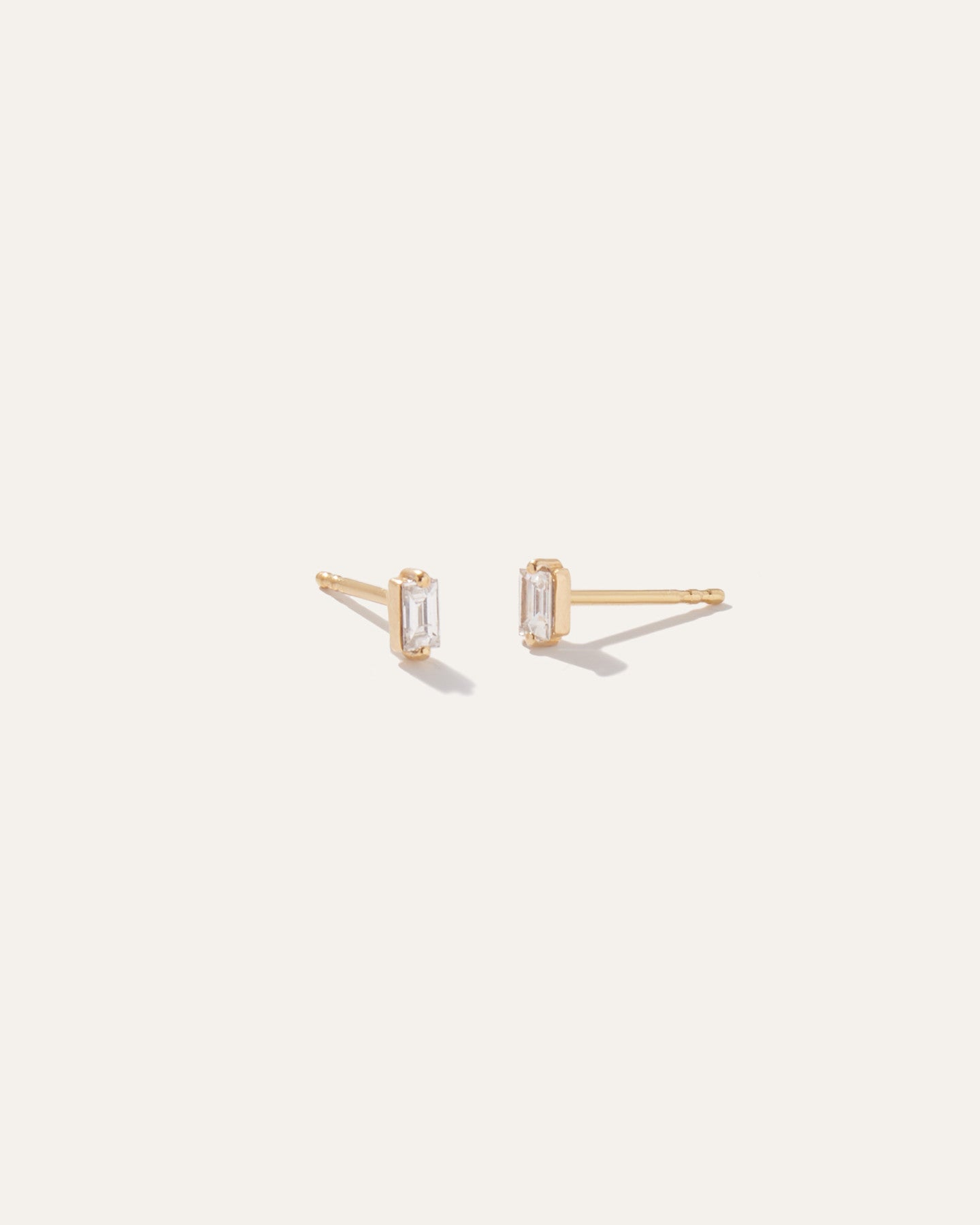 14K Gold Petite Baguette Diamond Studs