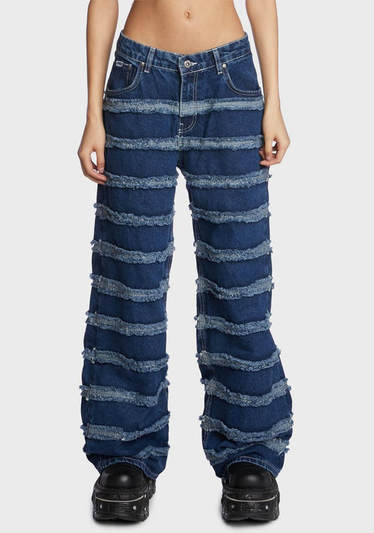 Blue Seamed Release Jeans