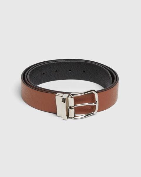 Reversible Italian Pebbled Leather Belt