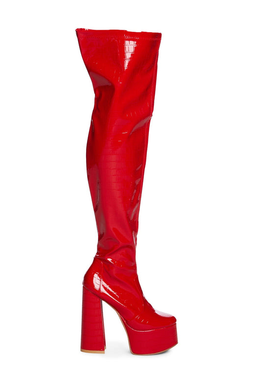 Red Bodie Knee High Boots