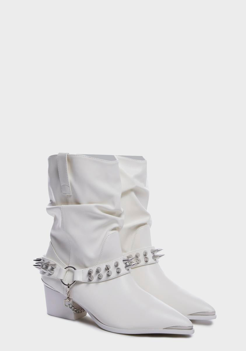 White Death Proof Lo Spike Cowboy Boots