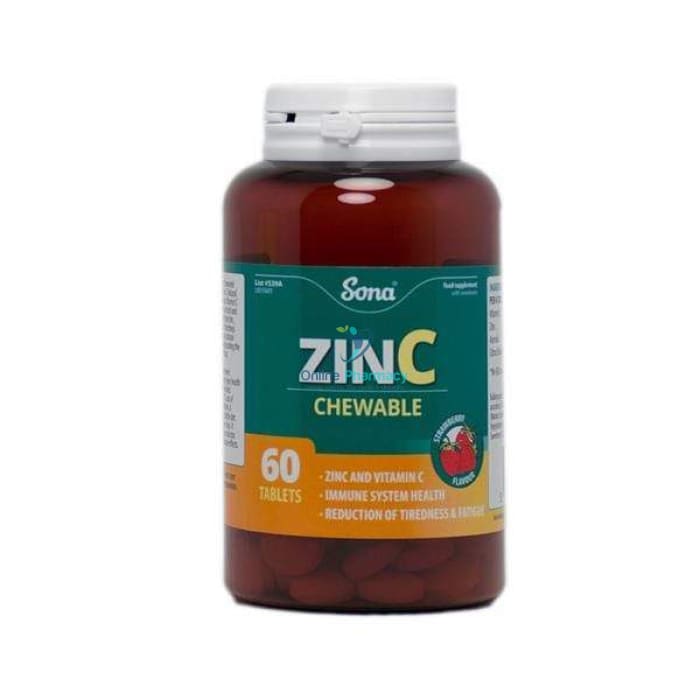 Sona Zinc & Vit C Chewable Tablets - 30/60 Pack