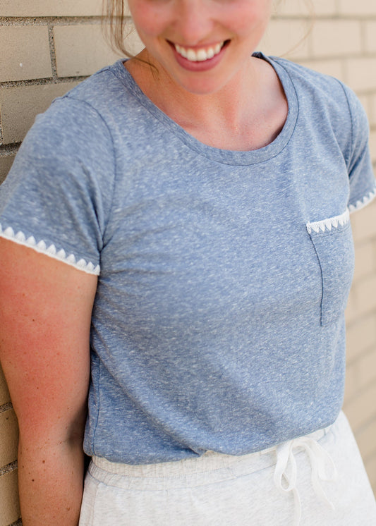Stitched Detail Crew Neck Top