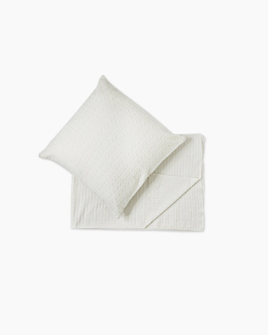 Cable Knit Cashmere Throw & Pillow Cover Set