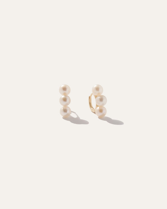 Triple Freshwater Pearl Hoops
