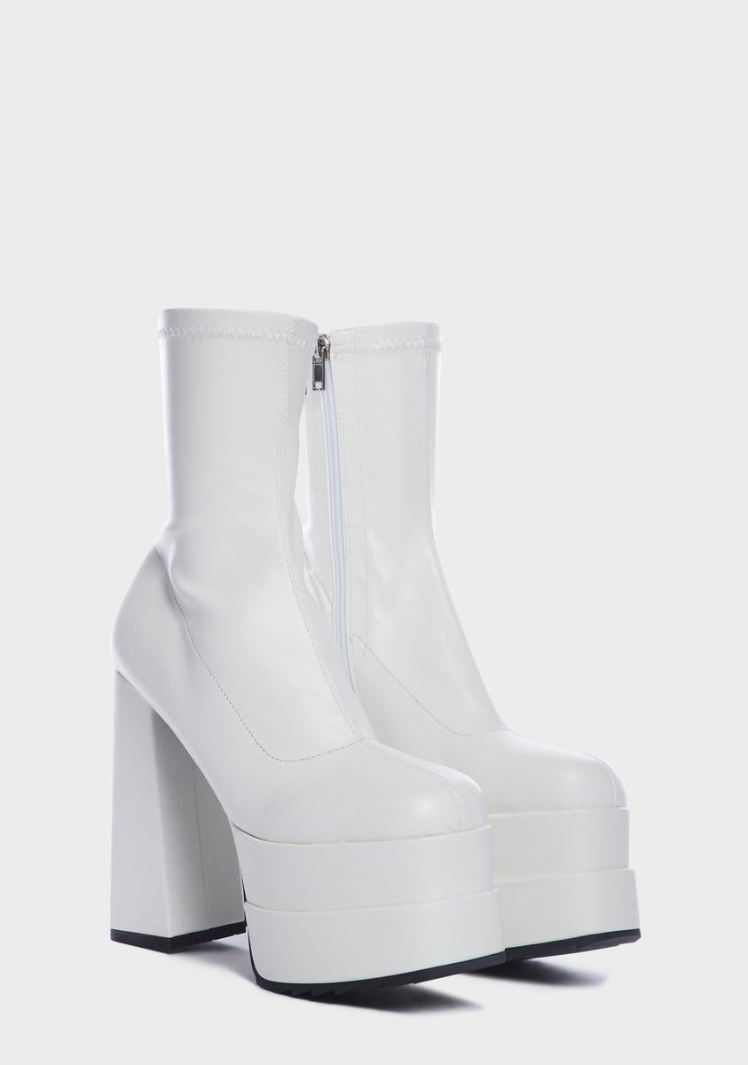 White Crybaby Platform Ankle Boots